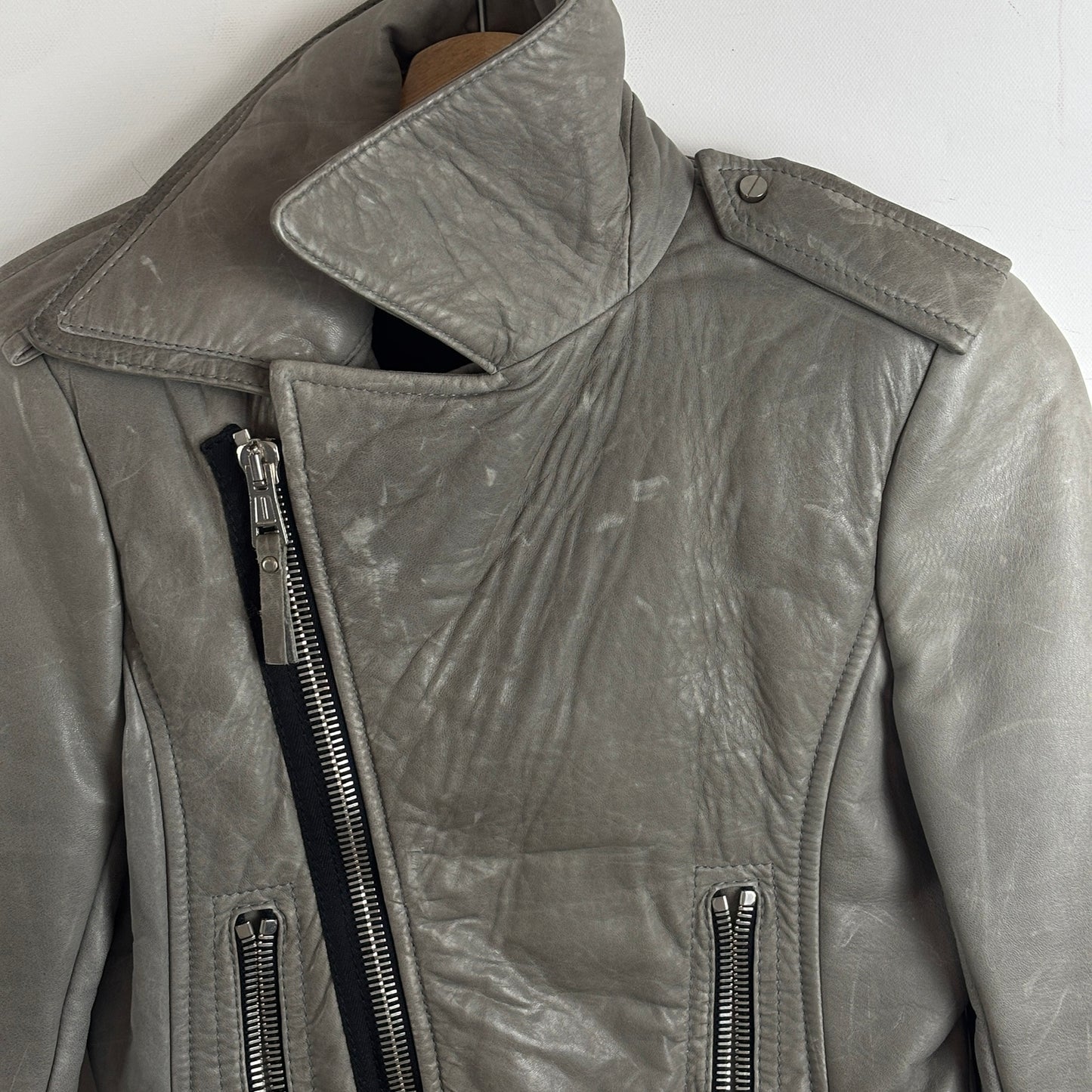 Ghesquiere Balenciaga Grey Leather Jacket [38,XS]