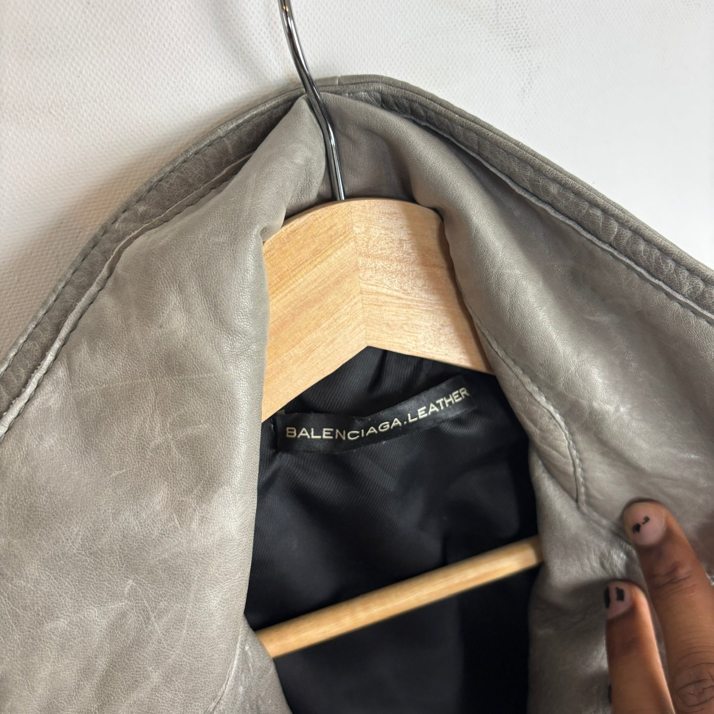 Ghesquiere Balenciaga Grey Leather Jacket [38,XS]