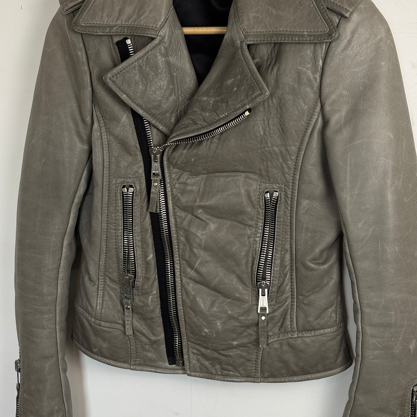 Ghesquiere Balenciaga Grey Leather Jacket [38,XS]