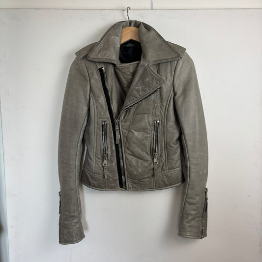 Ghesquiere Balenciaga Grey Leather Jacket [38,XS]