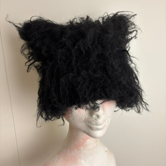 Lad Musician Wool Cat Ear Beanie. Mohair